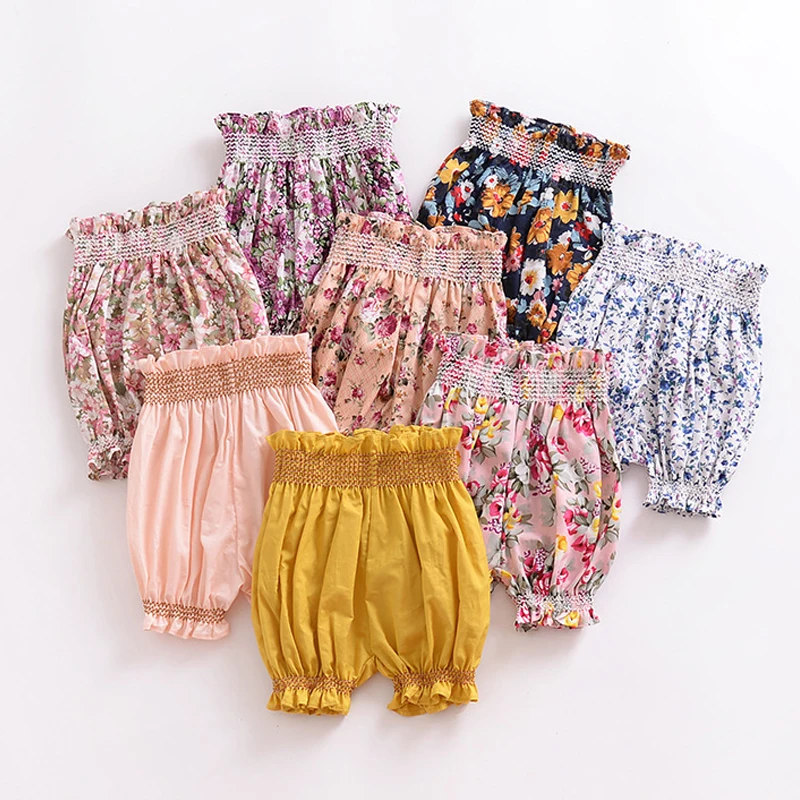Штаны для девочек детские шорты с цветочным принтом одежда для малышей штаны на подгузник От 0 до 2 лет
