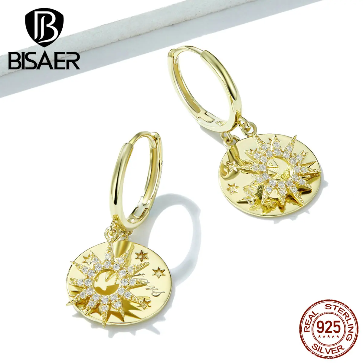 925 пробы серебряные модные дизайнерские Звездные серьги-гвоздики прозрачные CZ для женщин подарок на свадьбу ювелирные изделия GAE260