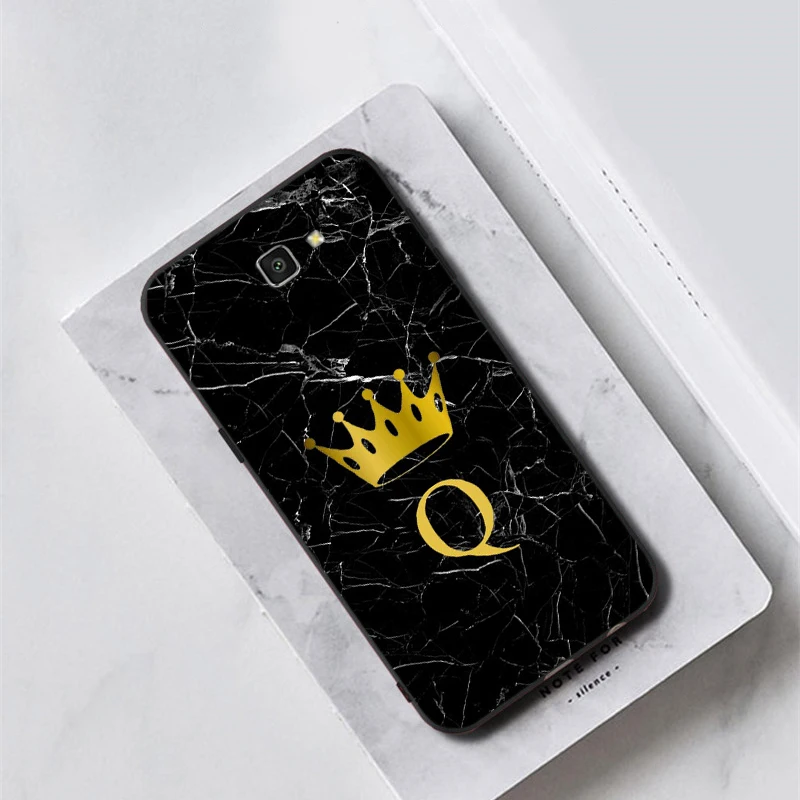 Custom name Letter Monogram Black Marble crown