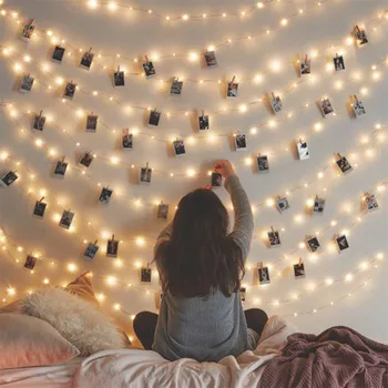 

1.5M 3M 6M Photo Clip Holder LED String lights For Christmas New Year Party Wedding Home Decoration Fairy lights Battery #35