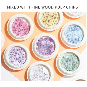 

12Boxs/set Flower Nail Patch Colorful Flower Wood Pulp Nail Sequins Decoration For Nail Art Stickers Girls Women Christmas Gift