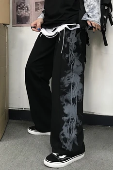 

LMCAVASUN Harajuku Casual Black Cargo Pants Women Pants Streetwear Korean Sweatpants Joggers jogger Couple pants Wide leg pants
