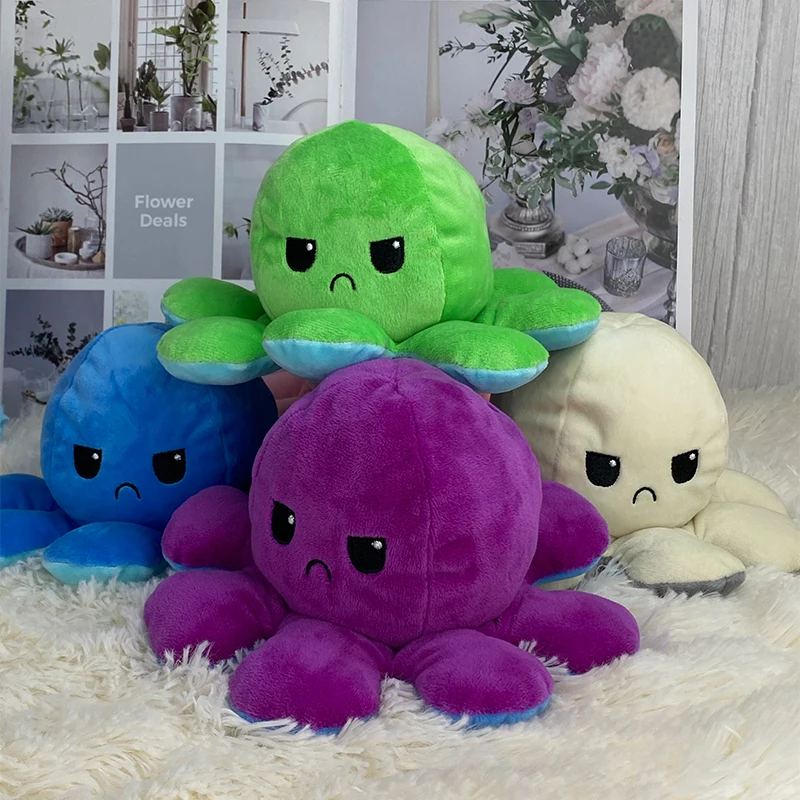 

New Reversible Octopus Plush Toy 20cm flip octopu double-sided different colors and different expressions Child best seller gift