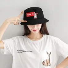 Открытый тент ведро шляпа девушка литературный Алфавит печатных цветок шляпа котелок Складная корейская мода хлопок рыбак шляпы