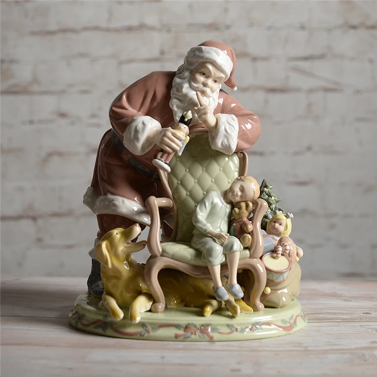 LLADRO оригинальные фарфоровые фигурки, расписанные вручную, Санта Клаус и мальчик, Испания, Элегантные керамические украшения, Рождественский подарок