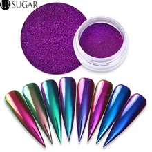 Зеркальный блеск для ногтей, порошок, хамелеонический неоновый Auroras, эффект ногтей, металлический пигмент, пыль, украшение для ногтей, черная основа