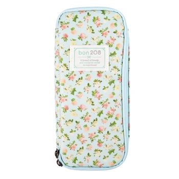 

Pencil Case, Pen Bag Makeup Pouch Zipper Box Office Organizer Rose Floral, Light blue