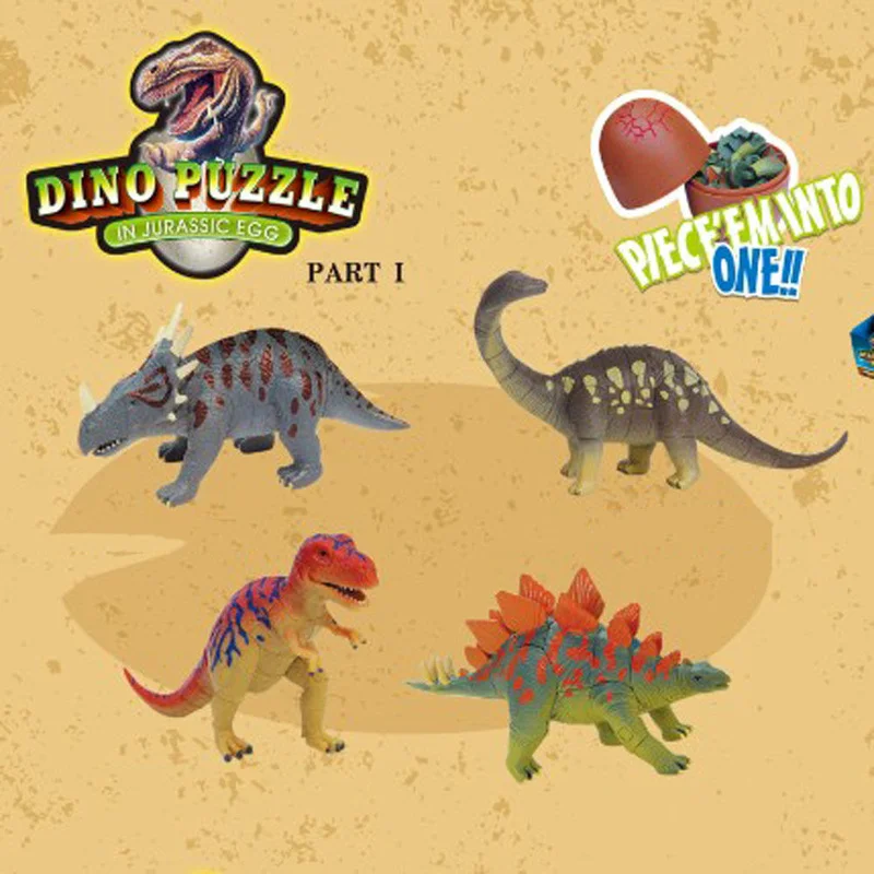 4pcs 4D stereoscopic assembly dinosaur egg piece and insert dinosaur Dinosaur simulation model toy Educational toys for children 3