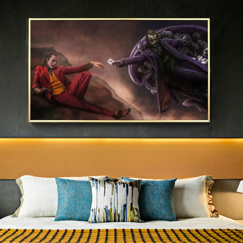 

Creation of Adam Copy Art Canvas Painting Wall Art Poster Prints Jokers Creative Art Pictures for Living Room Home Decoration