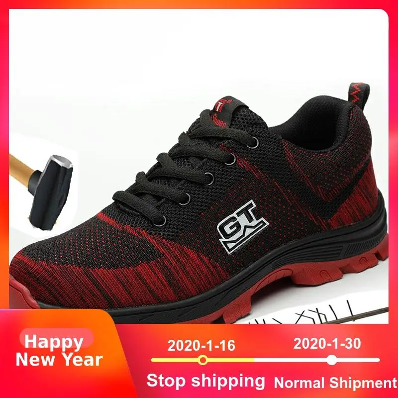 

Men's Plus Size Breathable Mesh Steel Toe Outdoor Safety Shoes Men Industrial & Construction Puncture Proof Work Shoes