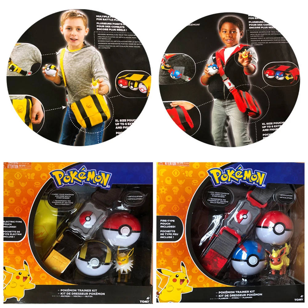 

2Set Genuine TAKARA TOMY Pokemon Master Pokeball Carry Poke Pop-up Elf Ball Belt Set Telescopic Toys for Children Gift With Box