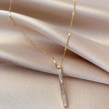 

2020 South Korea New Exquisite Shell Titanium Steel Necklace Simple Fashionable Clavicle Chain Women's Jewelry