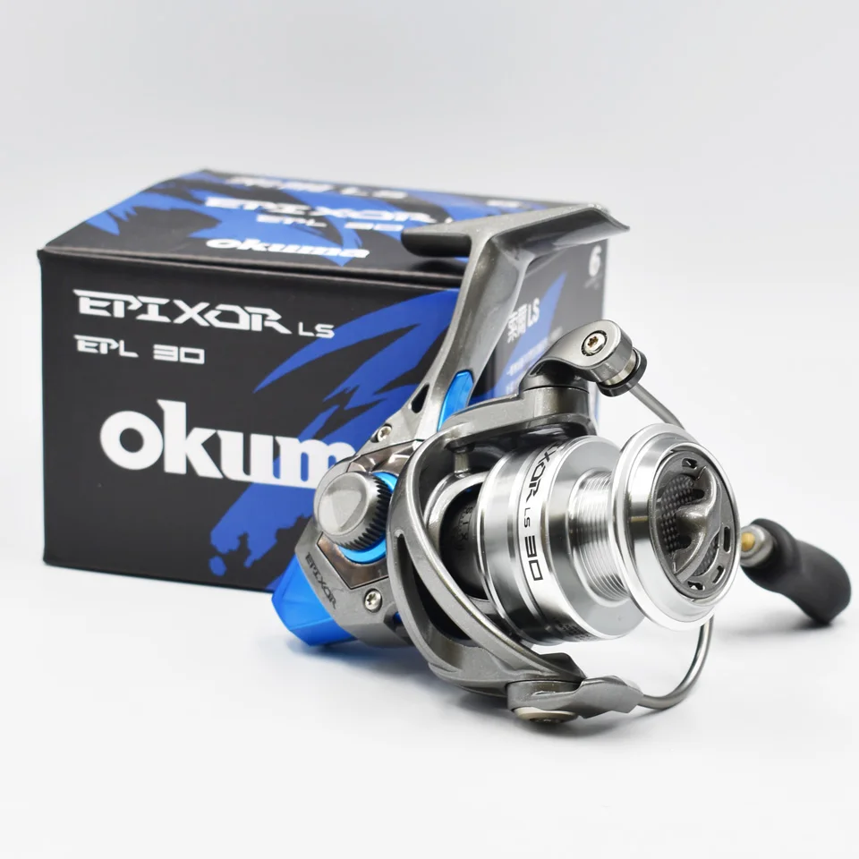 OKUMA-carrete de pesca giratorio EPIXOR LS PL, + 1RB 5BB, carrete Extra profundo/superficial, potencia de 5-12KG, cuerpo/Rotor de grafito resistente a la corrosión