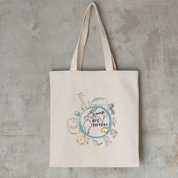 

Cartoon Print Literary Ladies Cloth Canvas Tote Bag Pattern Shopping Travel Women Eco Reusable Shoulder Shopper Bags New Kpop