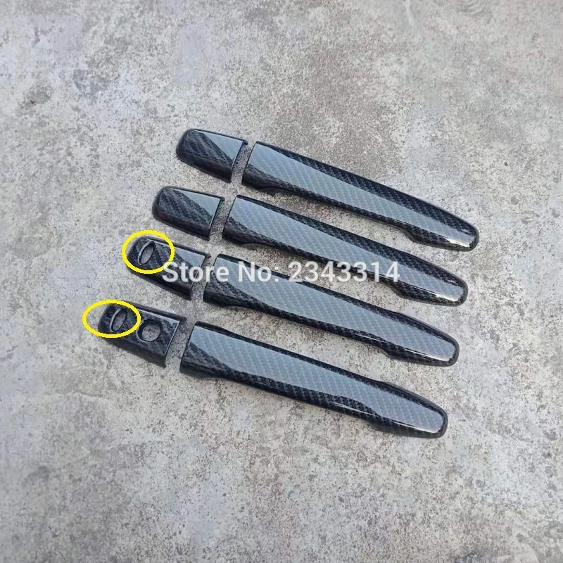 B 8pcs Для Mitsubishi Outlander 2013- ABS углеродное волокно хромированная дверная ручка чаша крышка протекторы аксессуары - Цвет: B 8pcs