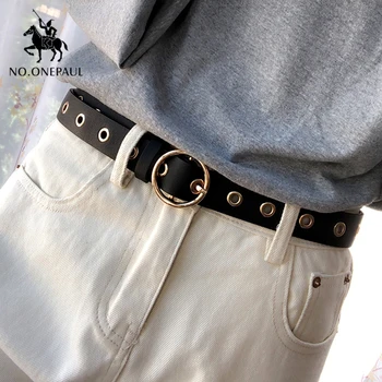 

NO.ONEPAUL Genuine leather women belt high quality fashion casual alloy round buckle with ladies trend jeans the women for belt