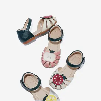 

Girls Sandals Lovely Sweet Apple Lemon Watermelon Applique Soft Light Children's Beach Shoes Kids Summer Fruit Fashion Shoes