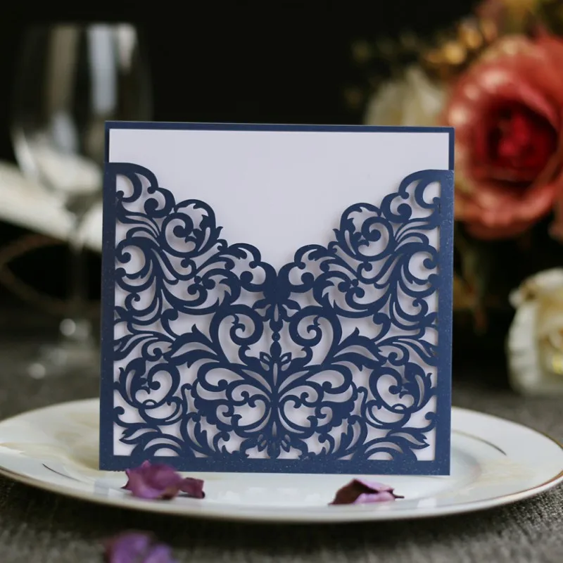  10 pcs/set Romantic Card Hollow Wedding Invitation Cards Cover Kit for Wedding Birthday Business Sh - 4000142646583