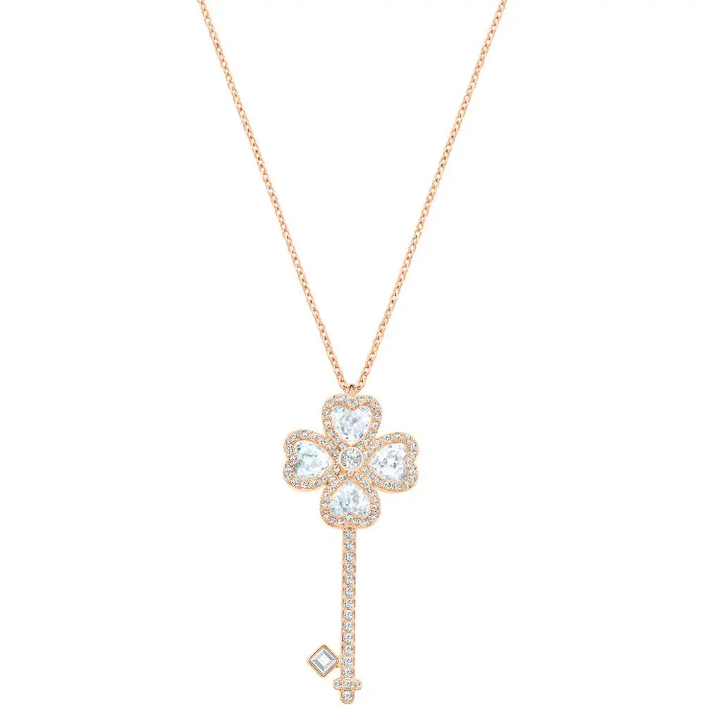 High Quality 1:1 Original SWA Jewelry Romantic Heart Clover Shiny Heart-shaped Cross Key Ladies Necklace Pendant Gift for Ladies - Цвет камня: 5235026