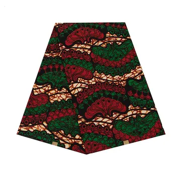 

Red Green Print Ankara Real Wax Fabric For Wedding Dress 6Yards New Design Batik Cloth Fabric African Veritable Wax Fabric