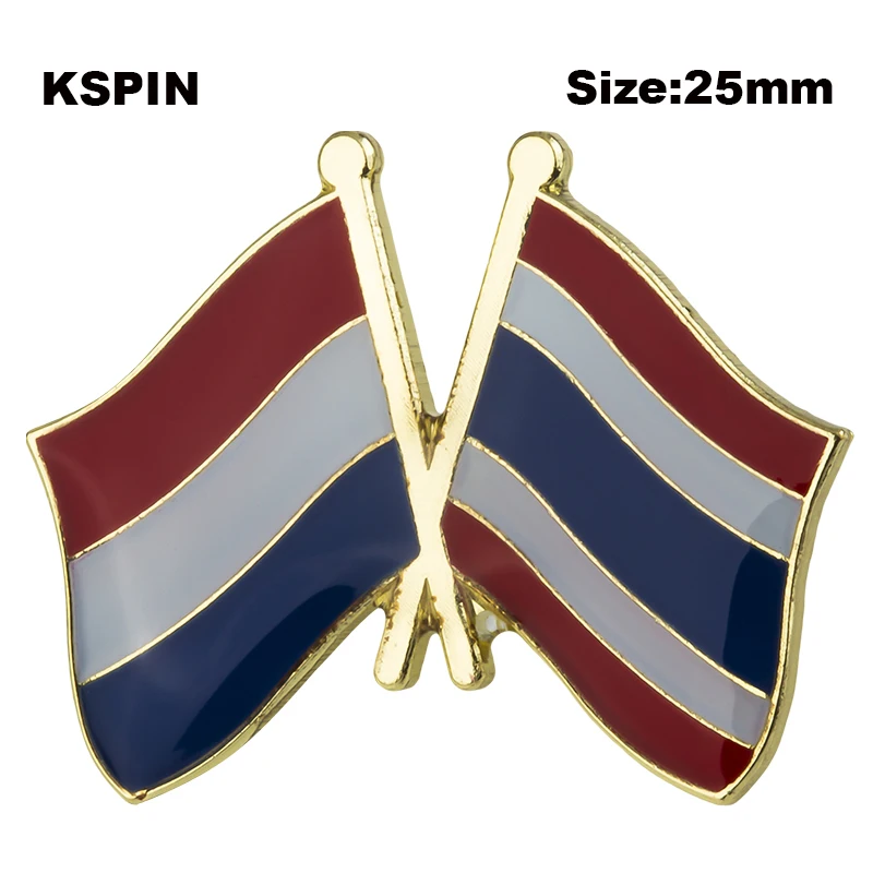 Netherlands& Thailand Friendship Flag Lapel pin badges for clothes Pin badges safety pin brooch XY0570