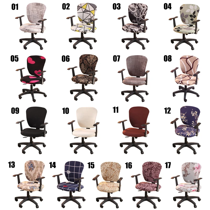 2 шт./компл. спандекс ткань Универсальный Эластичный Разделение чехол для спинки стула+ сиденье Модный офис Чехол на компьютерное кресло стрейч чехол