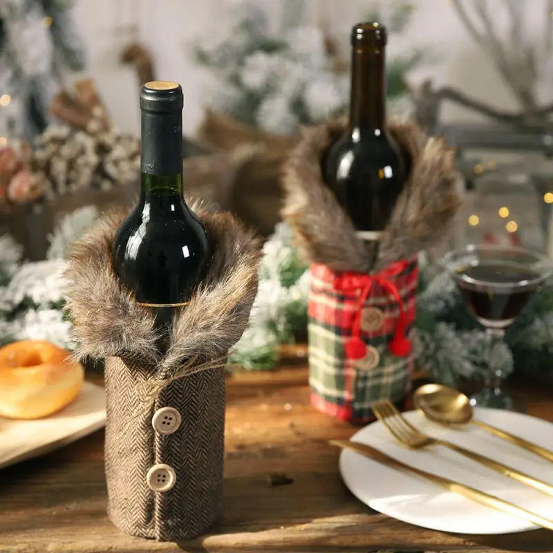 

Christmas Red Wine Bottle Bag Cover Christmas Table Dinner Decoration Party Gift Tableware wine bottle cover Christmas Decor