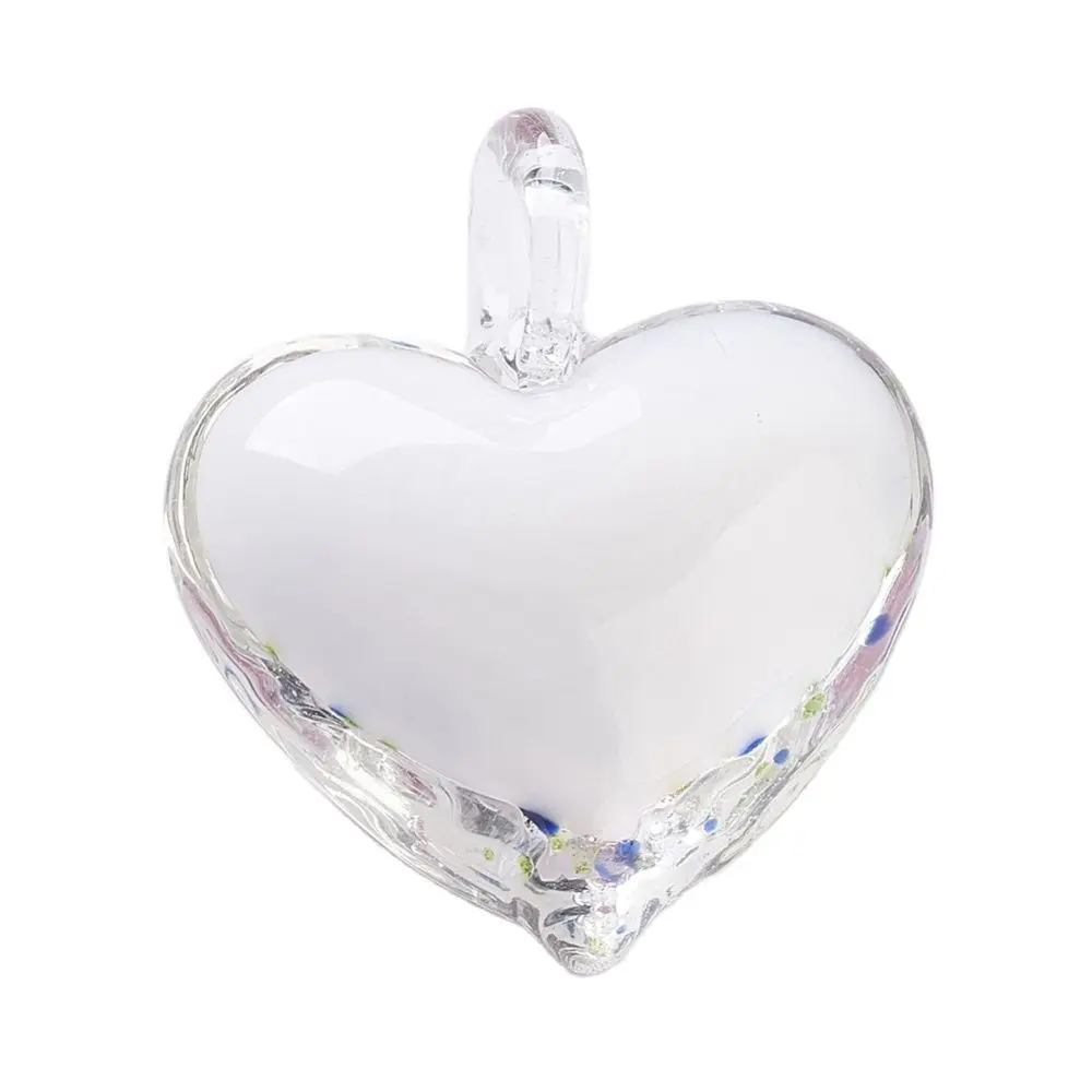 10pcs Handmade Heart Lampwork Pendants with Inner Flower Mixed Color Glass Charms for Jewelry Making Necklace DIY Crafts