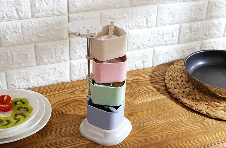 KitchenAce вращающаяся банка для специй Приправа Коробка для хранения стойка соль перец тмин порошок организовать гаджеты травы и специй держатель гаджет