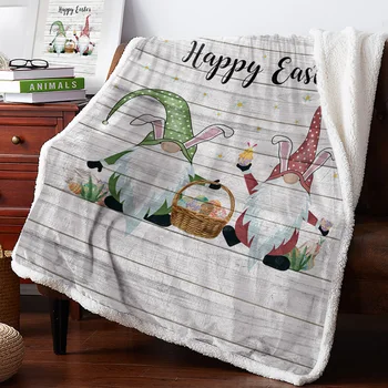 

Plank Grain Happy Easter Dwarf Rabbit Bedspread Coverlet Blankets Fleece Throw Cover Wrap Personalized Thick
