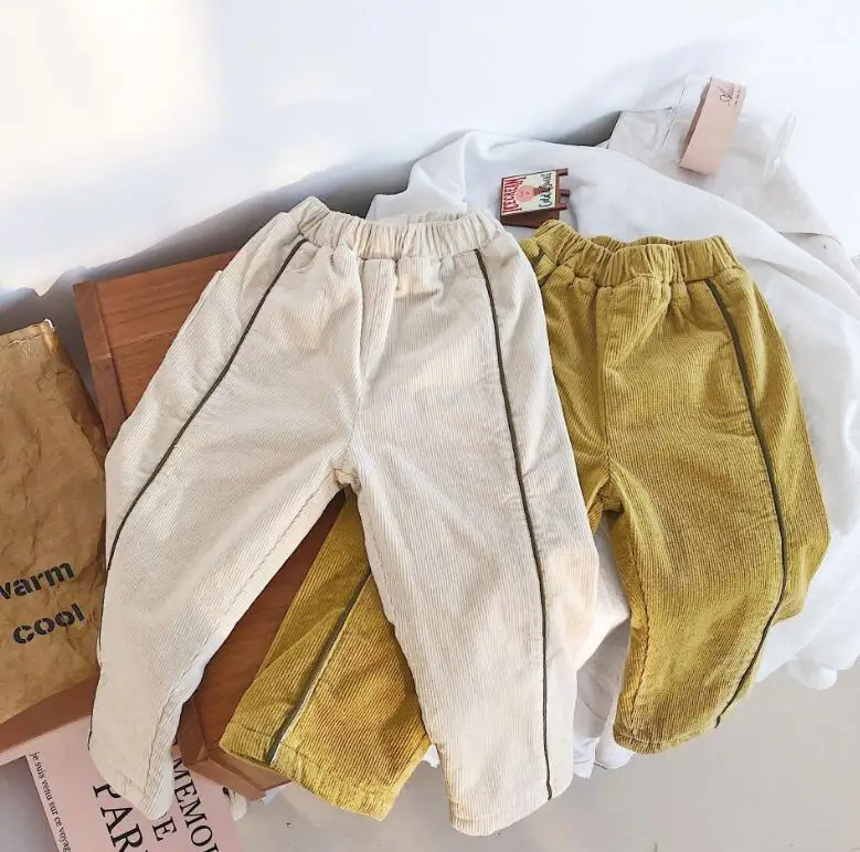 New Girls Boys Corduroy Thicken Pants Winter Fashion Kids Pants 2-7T PP397