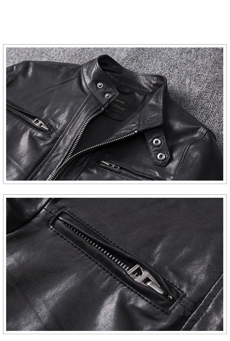 Весеннее мужское черное пальто из натуральной кожи мотоциклетная куртка настоящий первый слой овечья кожа 4XL новая одежда мужская куртка-бомбер