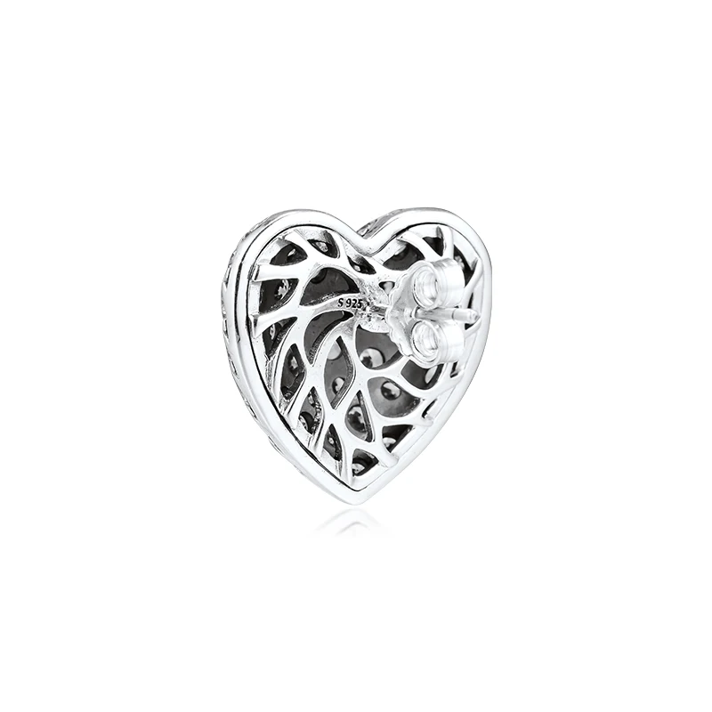 925 пробы серебряные сверкающие серьги-гвоздики в форме Сердца одиночные серьги для женщин DIY Изготовление ювелирных изделий оптом