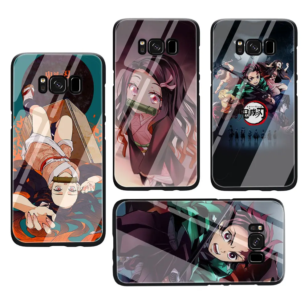 EWAU чехол для телефона из закаленного стекла Kimetsu no Yaiba, аниме, Demon Slayer, для Galaxy S7 edge, S8, 9, 10 Plus, Note 8, 9, 10, A50, 60, 70
