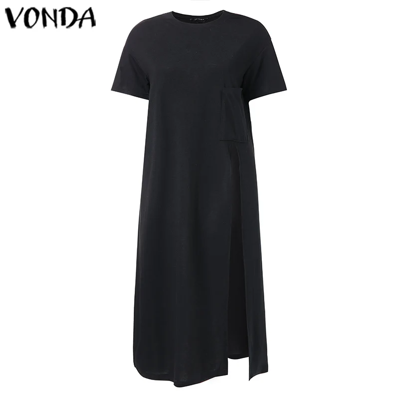 VONDA Tunic Women Blouse Sexy Split Hem Party Tops Long Ladies Office Shirts Summer Casual Blouse Plus Size Blusas S-5XL