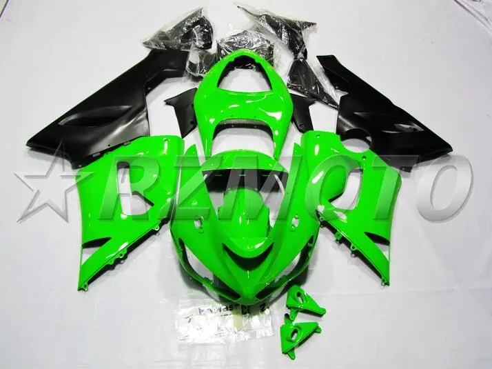 Высокое качество ABS Полный обтекатели комплект подходит для kawasaki Ninja ZX6R 636 2005 2006 6R 05 06 matte зеленый черный матовый