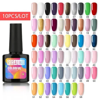 

(Choose 10)ROSALIND 10ML Gel Nail Polish Set Fresh Color Soak off UV Nail Art Manicure Primer Nails Gel Polish Varnish Kit