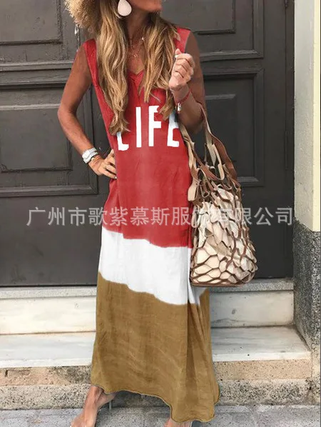 2019Wish AliExpress EBay Женская Повседневная Длинная Футболка с принтом длинные юбки с надписями