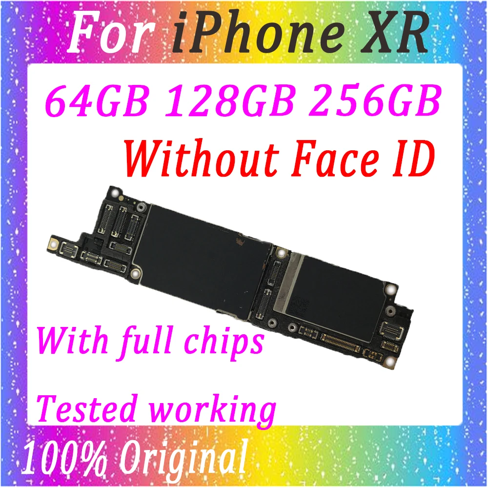 Original Unlocked Motherboard For iPhone XR mainboard with/Without Face ID with Full with Chips Logic Board tested working penal