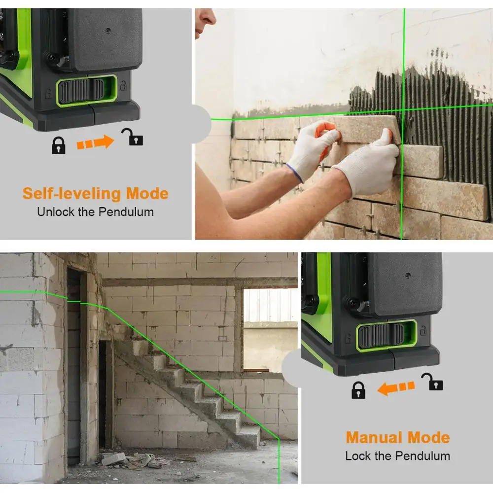 US $77.40 Huepar 3x360 Laser Level 3d Green Beam Self Leveling Cross Line Three Plane Leveling Alignment Laser Tool Usb Charging Port