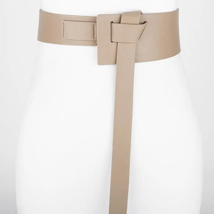 New Design Women Knot Waistbands Wide Long Belts Soft Pu 