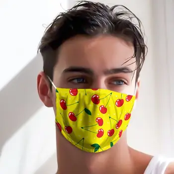 

Sunmmer Fruits Cherry Print Yellow Facemask Cotton Facemask Dustproof Anti-spitting Protective Mask mascarillas masque N4
