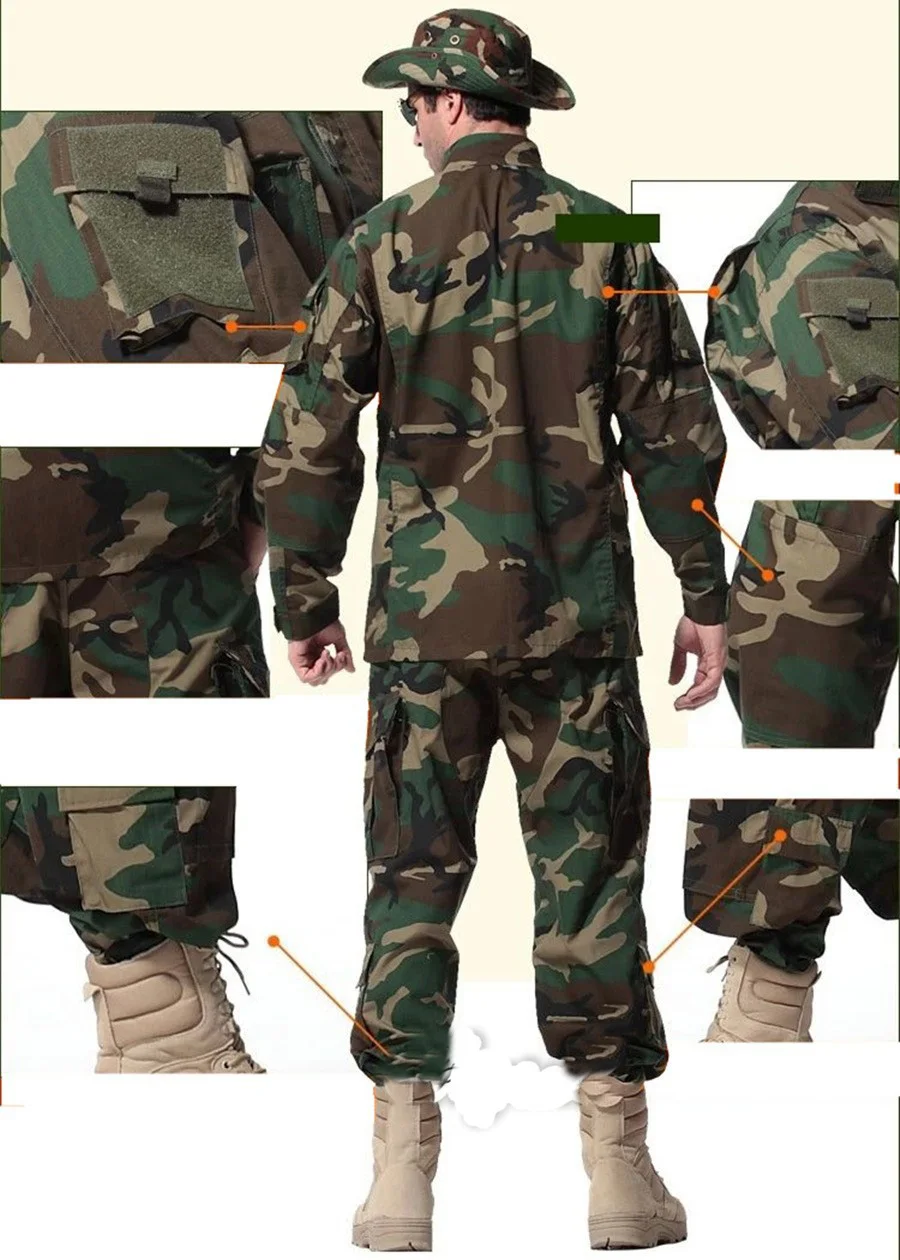 Тактическая авиационная униформа, Мужская камуфляжная армейская куртка и штаны, набор для подростков, Пейнтбольная форма