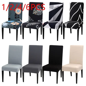 

1/2/4/6pcs Elastic Printed Dining Chair Cover Removable Slipcover Anti-dirty Kitchen Seat Case Polyester Stretch Chair Covers
