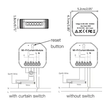 

WiFi RF Smart Curtain Module Switch Roller Blinds Shutter Motor Timer Setting