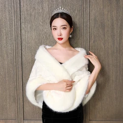 2020 Women Bridal Shawl Faux Fur Wrap Wedding Cape Bridal Shawl Fur Cape 2020 Winter Ivory Bridal Cloak