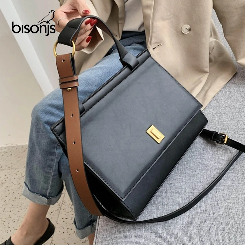 

BISONJS Vintage Stone Pattern women Shoulder Bags 2020 Winter Handbag Women Trend Brand Handbags and Purses female Crossbody Bag