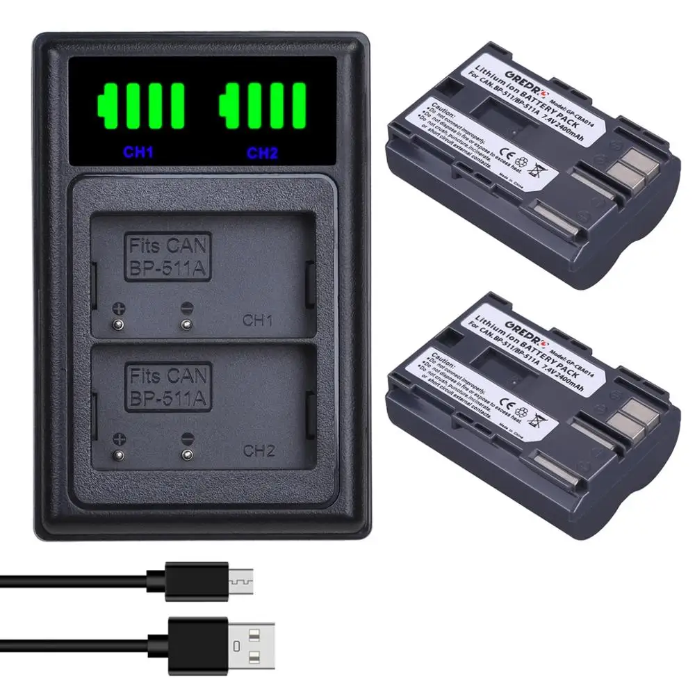 2 шт. внешняя аккумуляторная батарея 2400 мАч с двумя USB портами и светодиодной
