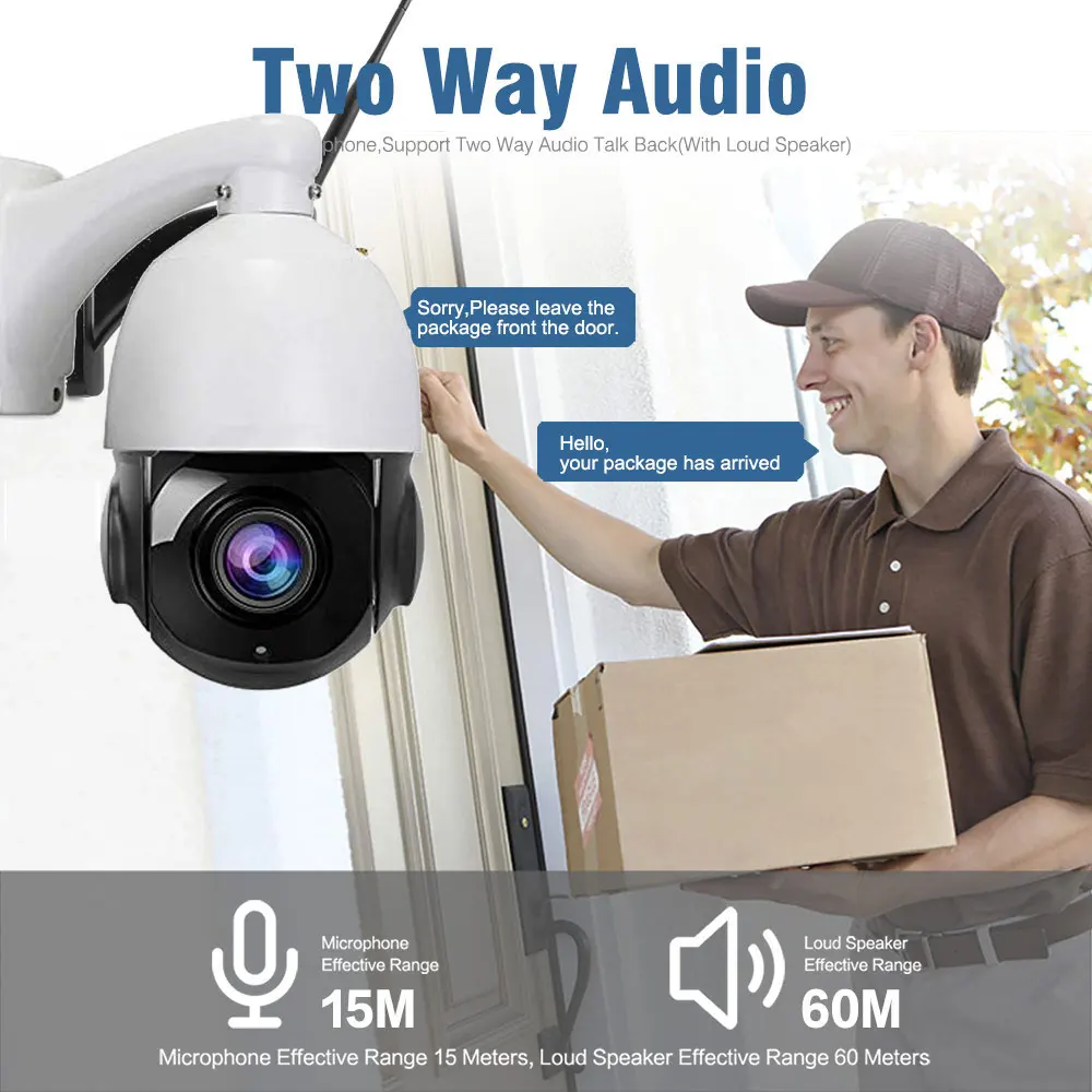  Per il Built-In Microfono supporto A Due Vie Audio Parlare di Nuovo 2MP 5MP POE WIFI 30X ZOOM PTZ D