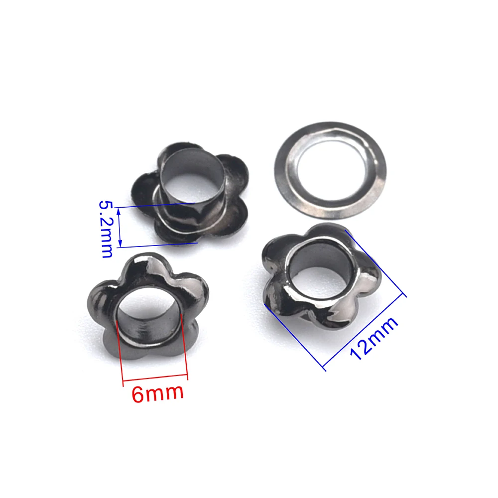 Inner hole 6mm metal brass eyelets +washer flower shape metal grommets 200sets/lot silver/black/gold JY-015